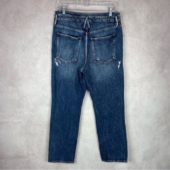 Good American Good Vintage Double Waistband Straight Leg Distressed Jeans 10/30 - Picture 9 of 10